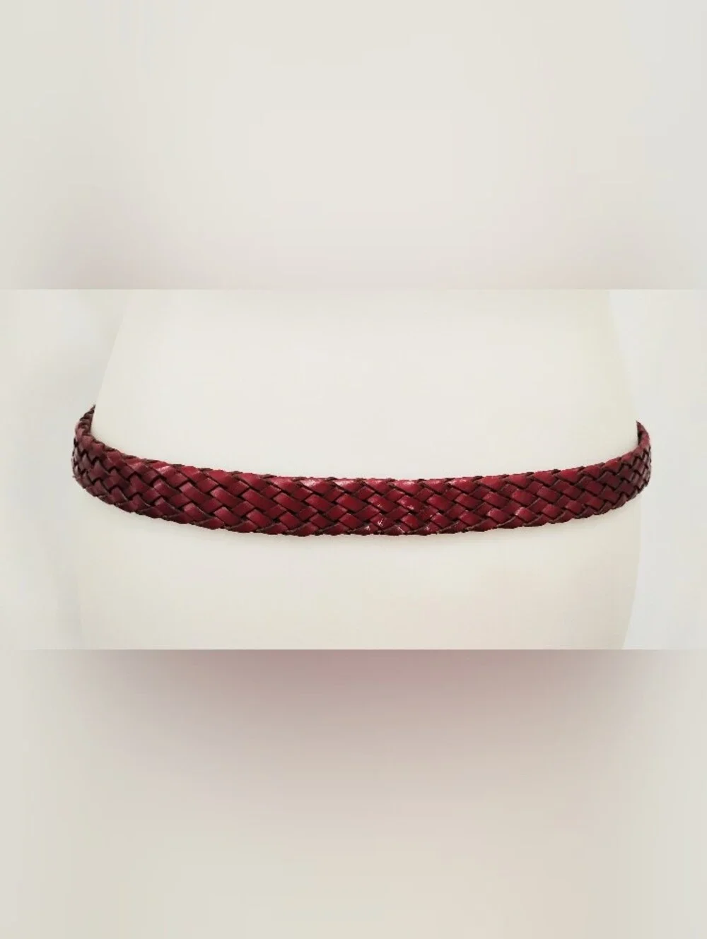 RED WOVEN LEATHER BELT